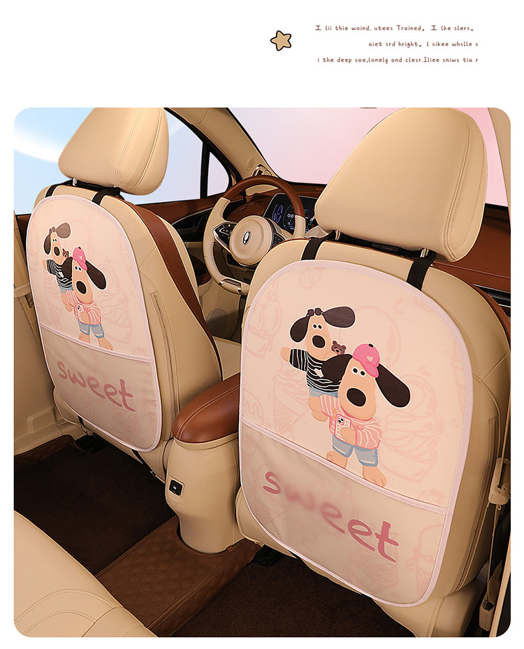 Cartoon Cute Lady Personalized Car Seat Back Anti-Kick Pad Car Seat Back Protection Pad Seat Strawberry Bear