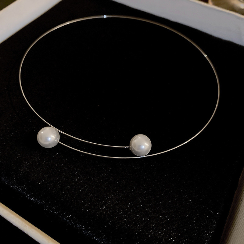 Plata par perla collar abierto verano Internet celebridad nuevo personalizado gargantilla collar temperamento collar al por mayor