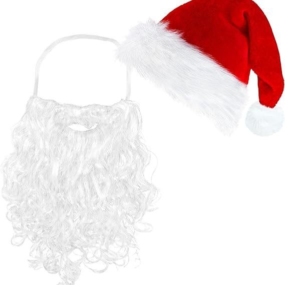 Mikulášska čiapka, biela parochňa Santa Clausa, brada Santa Clausa, oblek Santa Clausa_voghion.com