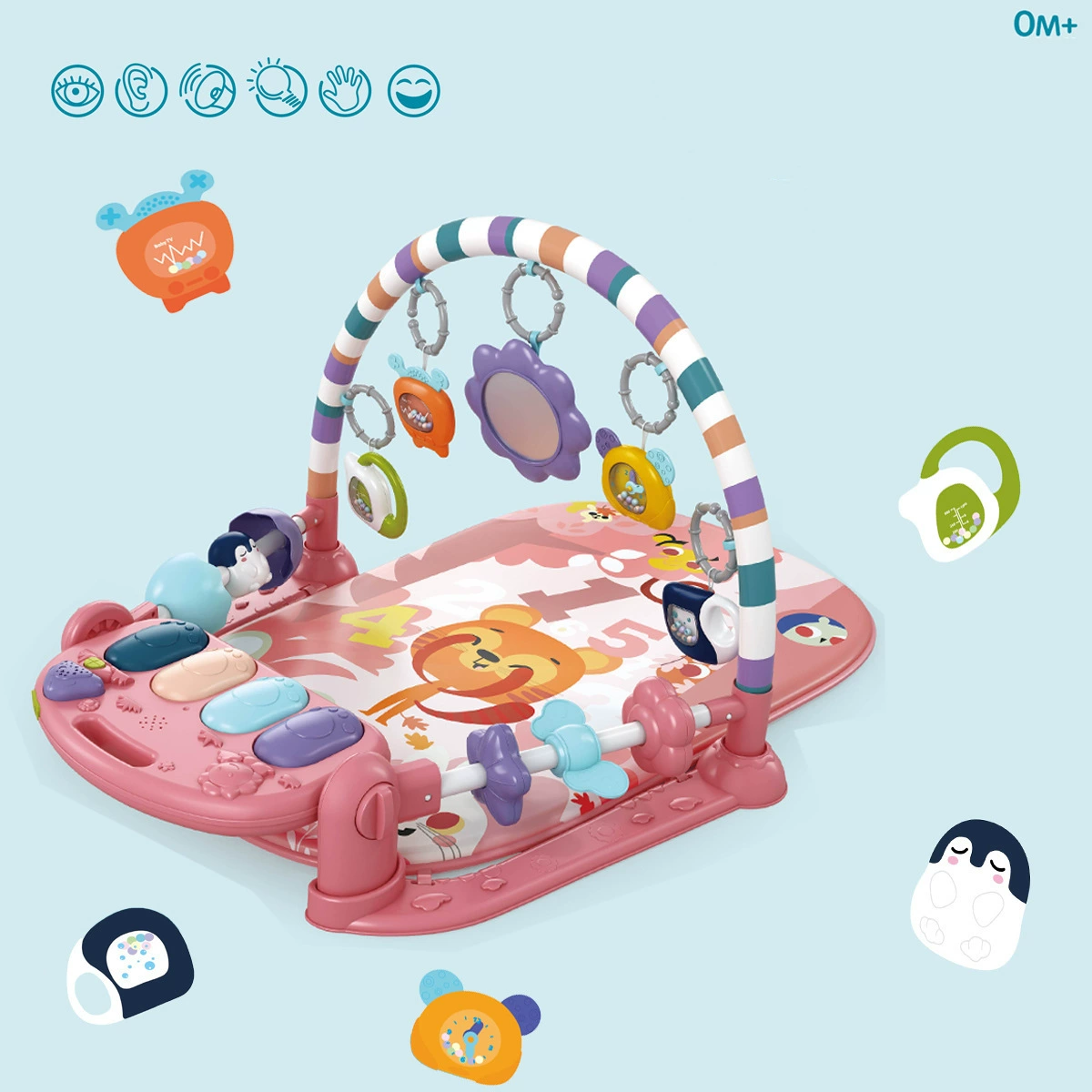 Многофункциональный развивающий музыкальный центр-ходунки для младенцев 0-6 месяцев: трансграничный товар, успокаивающий и обучающий прибор