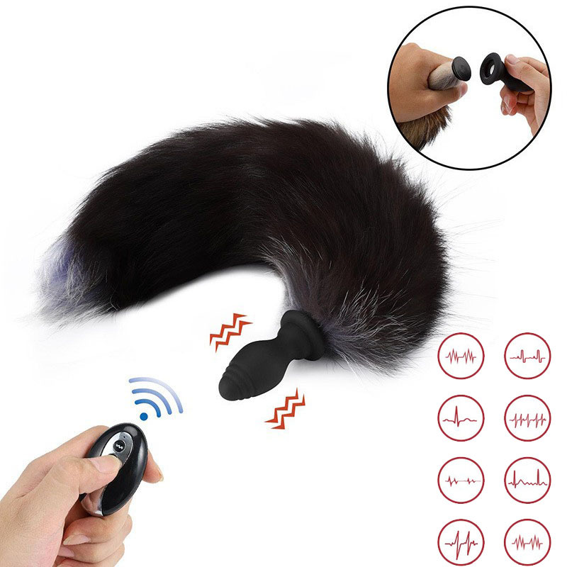 Sexy reemplazable Fox cola de silicona vibración anal plug back corte masturbación SM suministros para adultos entrega al por mayor