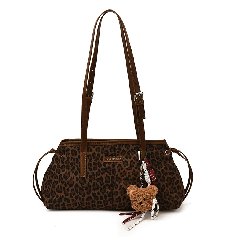 Invierno retro estampado leopardo hombro brazo bolso de gran capacidad para mujeres 2025 nueva bolsa de mano de viaje ocio