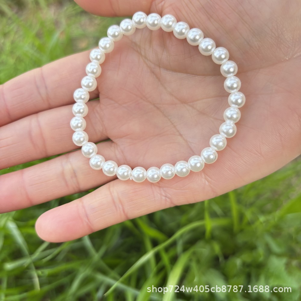 S145-6MM 오프화이트 진주 팔찌
