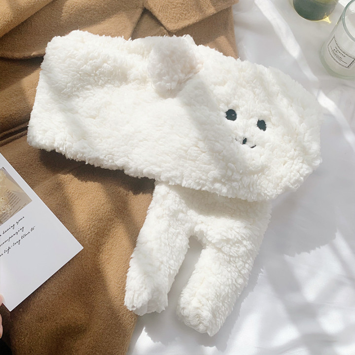 Cute little bear women in winter, furry sweet, cute and silly girl, student versatile scarf for warmth_voghion.com