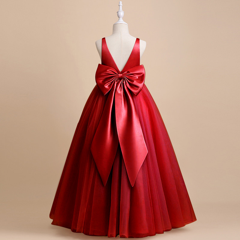 Vestido de Fiesta Infantil Transfronterizo, Sin Mangas, de Satén y Malla, Falda Tutú para Niñas, Vestido Largo para Niñas Pequeñas y Medianas