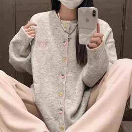 2025新款慵懒风毛衣外套女春秋季高级感韩系上衣宽松休闲针织开衫