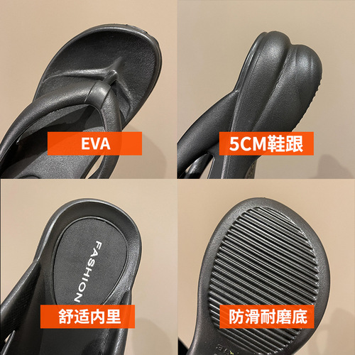 High-heeled white flip-flops for women ins trendy summer fashion Internet celebrity non-slip casual thick-soled flip-flops lightweight sandals