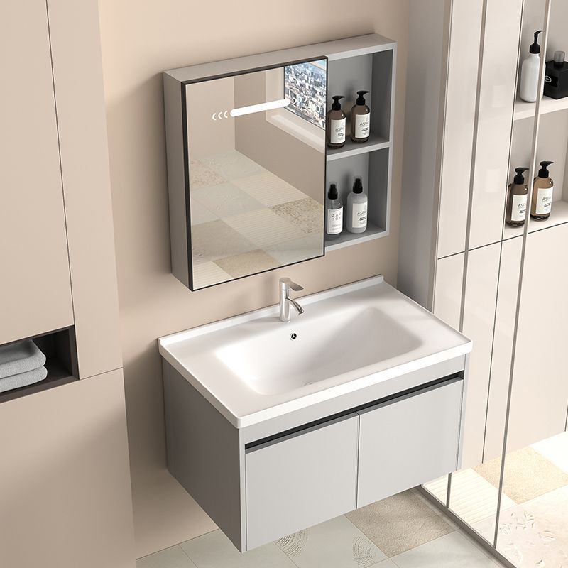 Light Luxury Stone Slab Space Aluminum Bathroom Cabinet Set Bathroom Vanity Set Washbasin Sink Washstand Basin