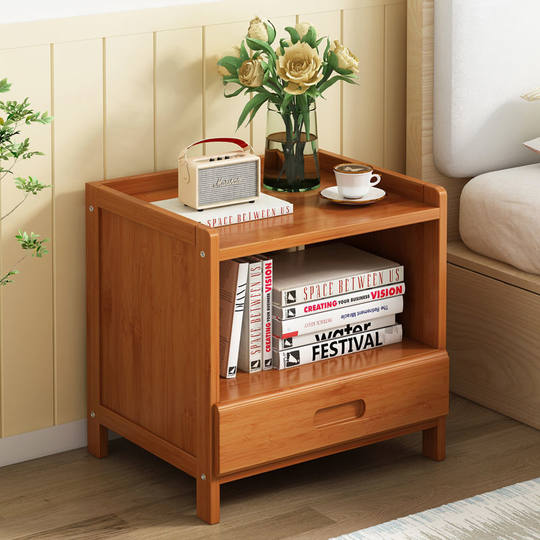 Small Solid Wood Bedside Table Rental House Bedroom Household Storage Cabinet Cheap Clearance Bamboo Simple Bedside Table