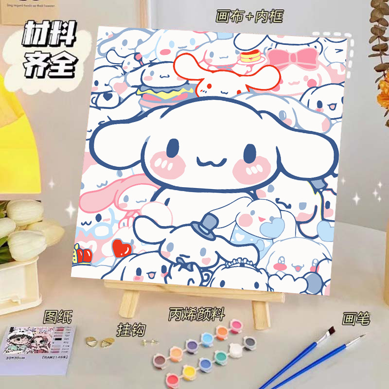 Pintura al óleo digital de bricolaje, dibujos animados para niños, pinturas para colorear hechas a mano, lindos puestos de animación curativos, comercio exterior transfronterizo