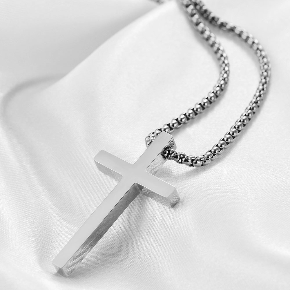 Stainless Steel Titanium Steel IG Style Simple Style Cross Plating Pendant Necklace display picture 4