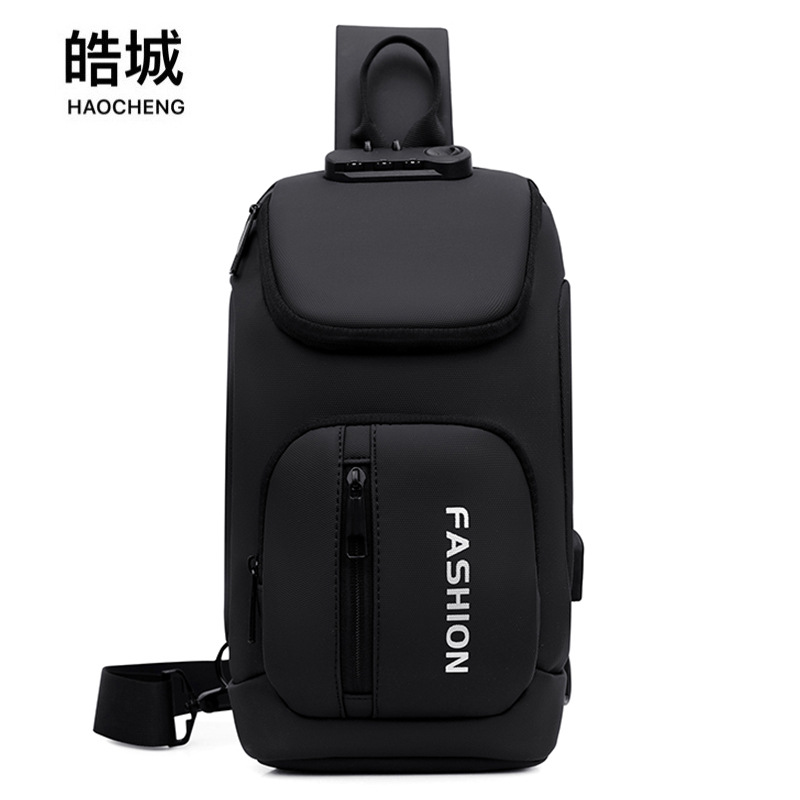 Nuevo bolso de hombro de mensajero deportivo de ocio al aire libre de moda con bloqueo de contraseña antirrobo USB de negocios para hombres calientes