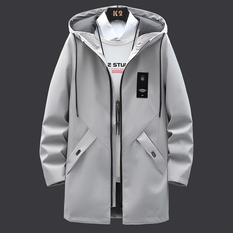 Coupe-vent printemps et automne 2024 Veste mi-longue ample coréenne pour hommes, manteau décontracté tendance_voghion.com