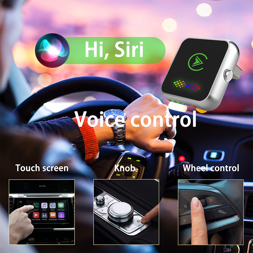 Cross-border upgraded version of CarPlay box with one-click ambient light switching, Android two-in-one car wireless adapter