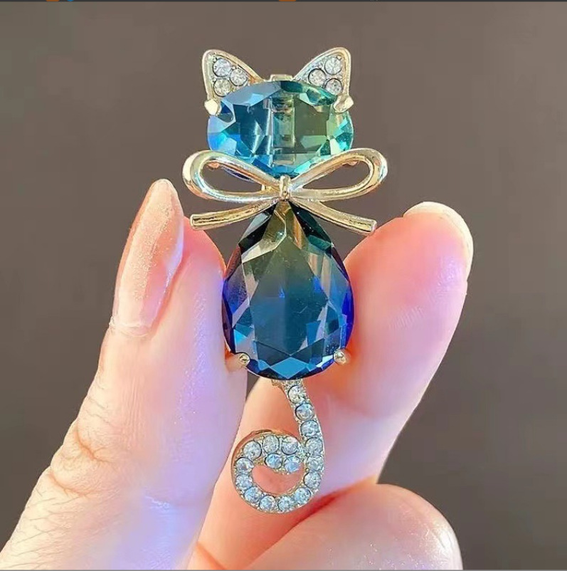 파란 고양이 브로치