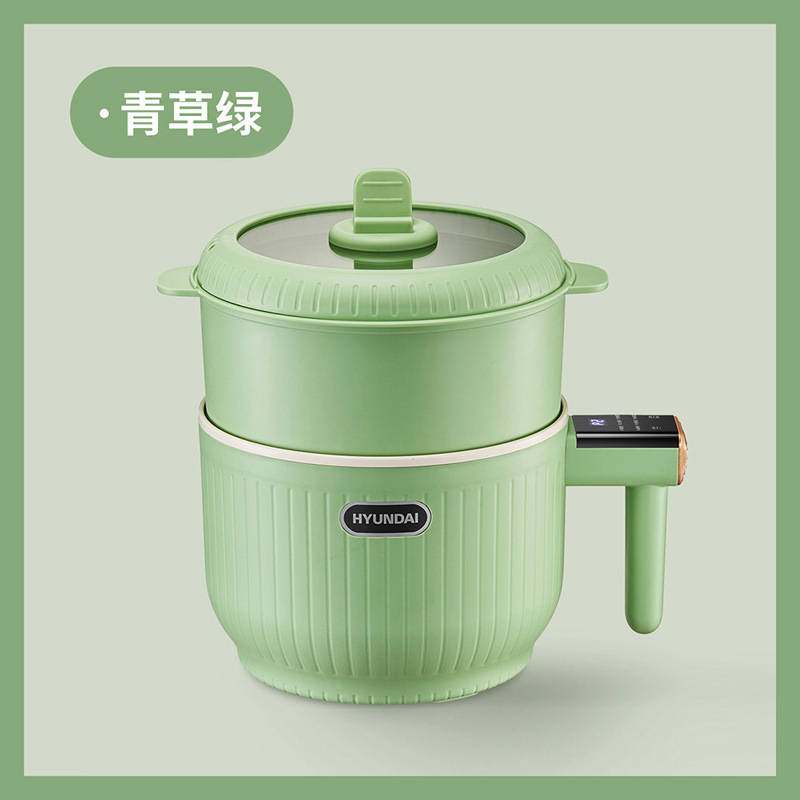 HYUNDAI多功能迷你电煮锅 热销电饭煲小型煲汤锅2L【不锈钢蒸笼】|undefined