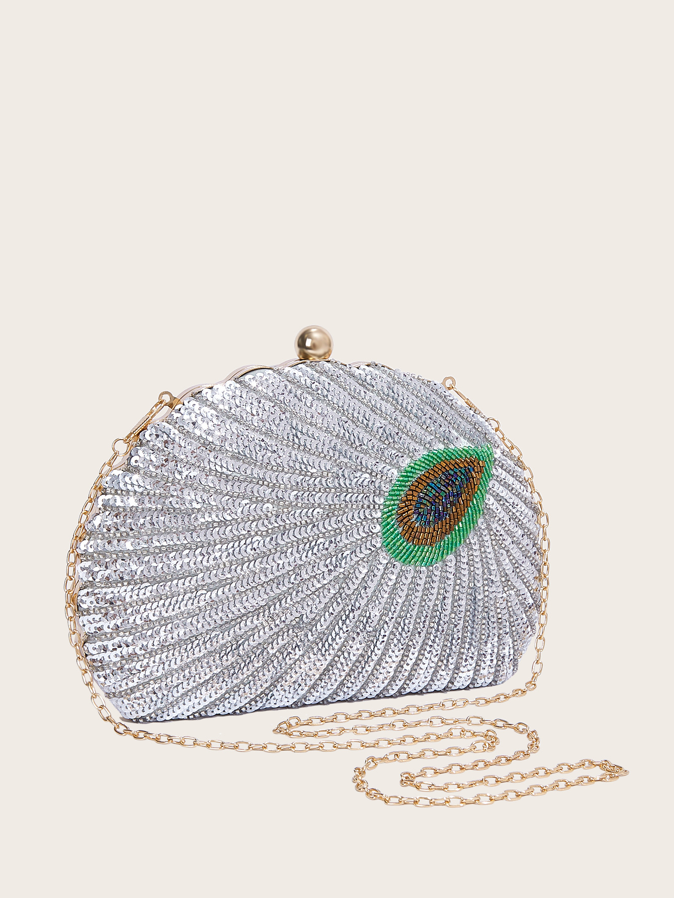 Perlenstickerei Pailletten Abend Cheongsam Crossbody Schulter Handheld Damen Pfau Perlen Kleid Tasche_voghion.com