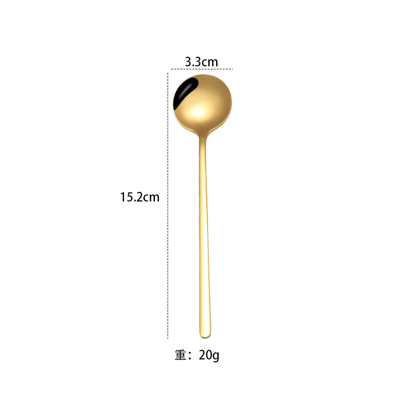 304 de acero inoxidable cuchara redonda pequeña cuchara de café cuchara de mango largo cuchara de mezcla cuchara de postre hogar cuchara de helado fábrica al por mayor