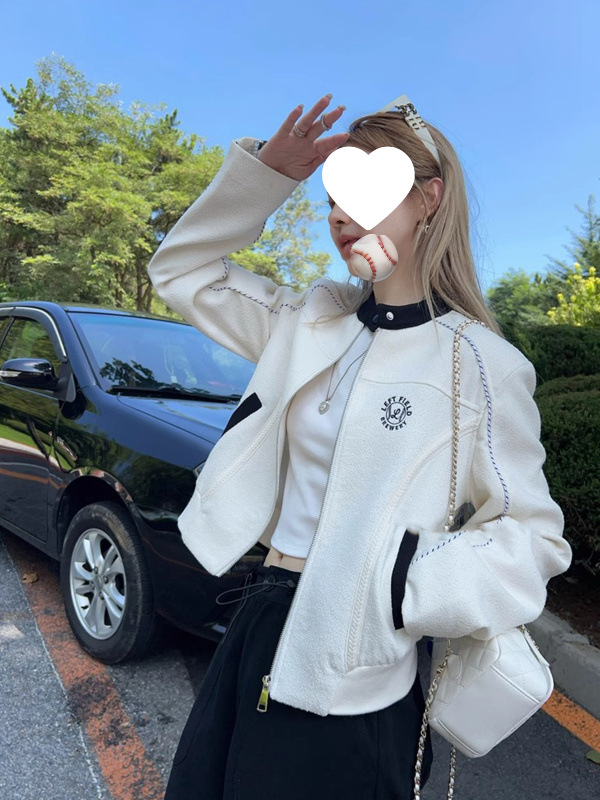 春秋季新款气质刺绣棒球服夹克短款外套女设计感修身休闲开衫上衣|undefined