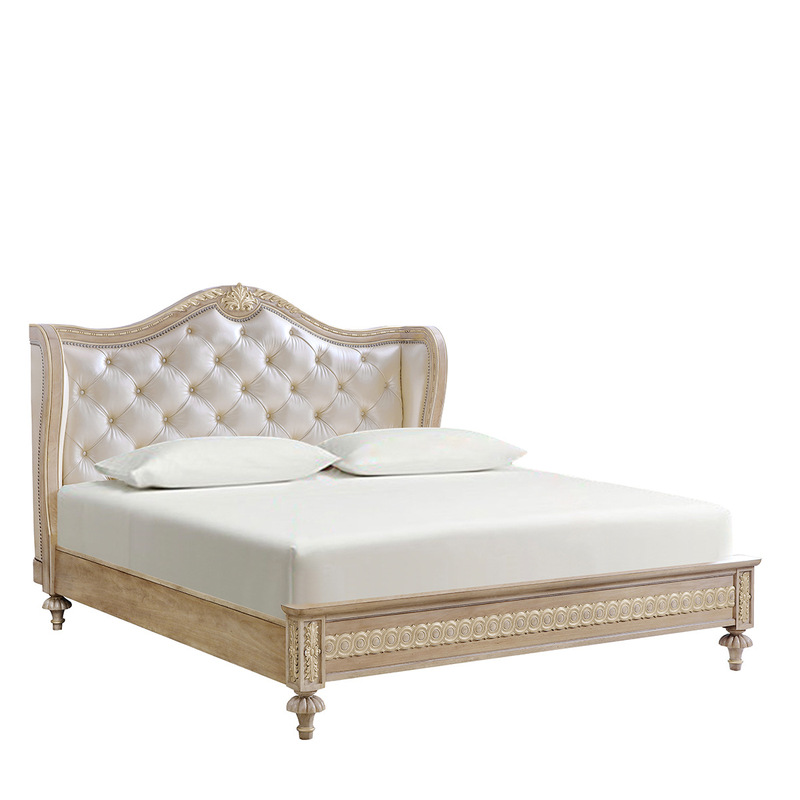 Fuyi Home French Entry Luxury Real Bed 1.5 m 1.8 m Double Bed Master Bedroom Big Bed High-end Leather Bed Cream Style