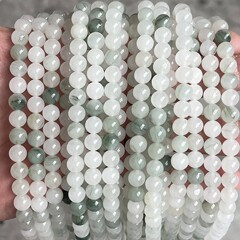 天然新疆天山翠玉漂花散珠氷翠玉ブレスレット半製品円珠diyアクセサリー部品卸売り