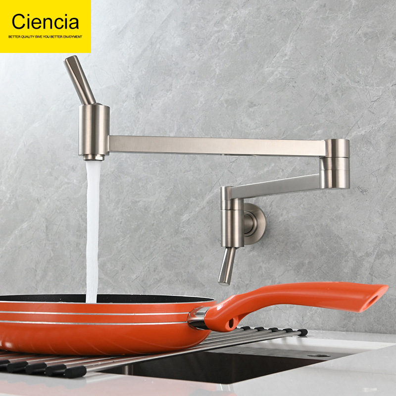 Ciencia Codelin Brass Wall-Mounted Single Cold Water Faucet Kitchen Stove Folding Faucet Tap Water Faucet Ciencia Codelin Brass Wall-Mounted Single Cold Water Faucet Kitchen Stove Folding Faucet Tap Water Faucet