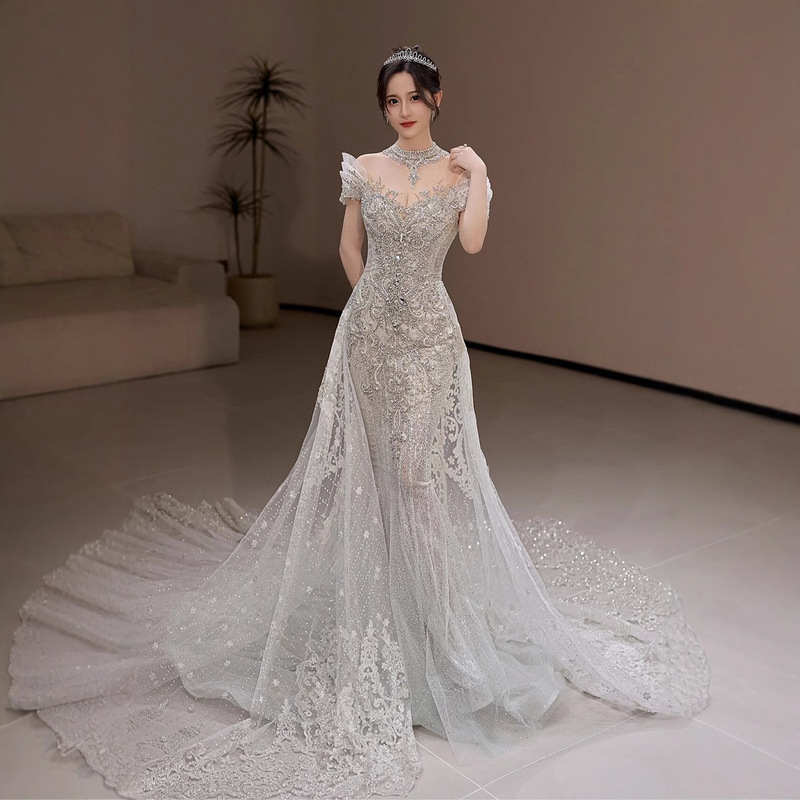 Mermaid Wedding Dress Bride 2026 New Style Light Tulle French Style for Petite Brides, High-End Texture Main Dress with Intricate Detailing Mermaid Wedding Dress Bride 2026 New Style Light Tulle French Style for Petite Brides, High-End Texture Main Dress with Intricate Detailing