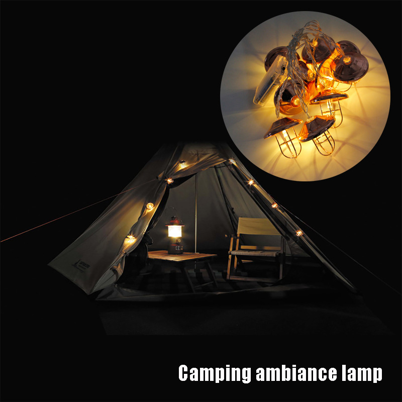 Outdoor camping atmosphere lights decorative string lights LED lighting camp tent lights Waterproof warm light camping lights battery lights