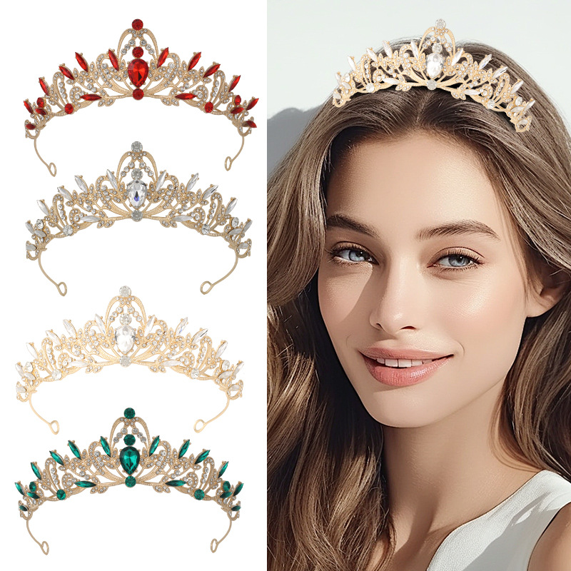 Europa y Estados Unidos novia corona corona oro negro retró broche de cabello accesorios de cumpleaños de boda corona de Halloween al por mayor