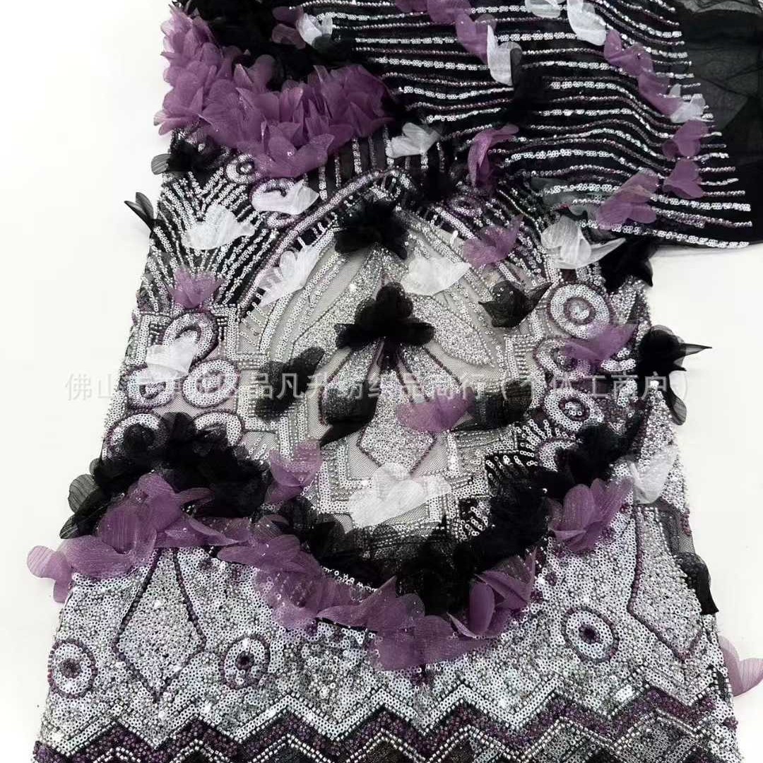 Gaoding Heavy Industry, apliques hechos a mano, tubo de cuentas, tela bordada, vestido de novia de moda transfronteriza, tela para niños
