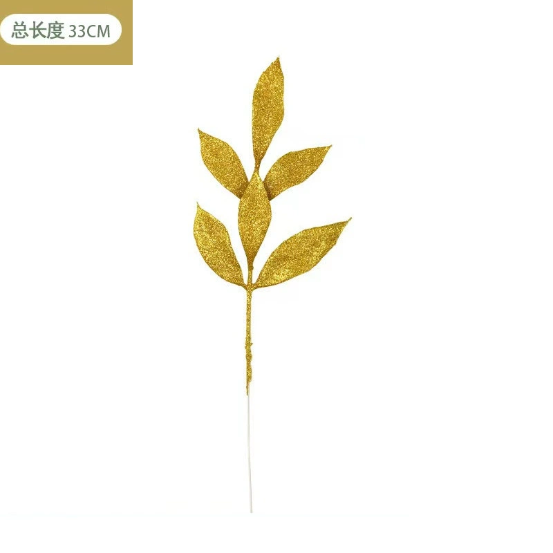 Рождественский золотой порошок 35*11 см, 6 листьев, трансграничная электронная коммерция, поставка Amazon, золотой порошок, лист, серия рождественской елки