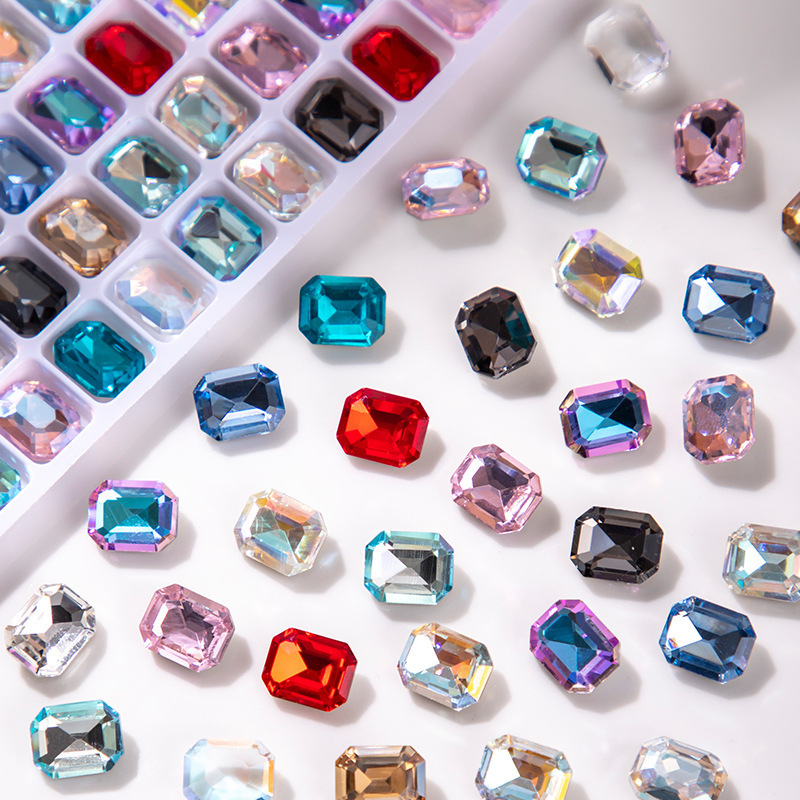 Rectangular Octagonal Mahjong Manufacturer Direct Sales Long Octagonal Drill Nail Art Drill Glass Drill DIY Nail Art Jewelry Accessories