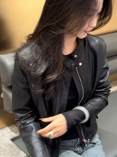 立领皮衣外套女短款2025春秋新款时尚休闲小个子机车皮夹克服