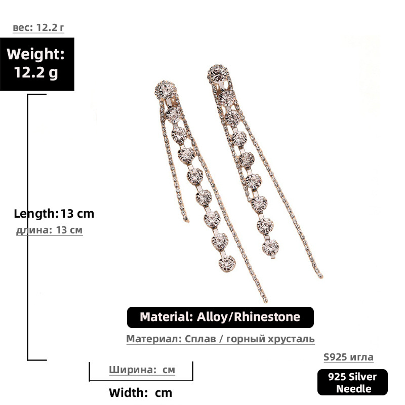 Simple Diamond Long Tassel Earrings display picture 2