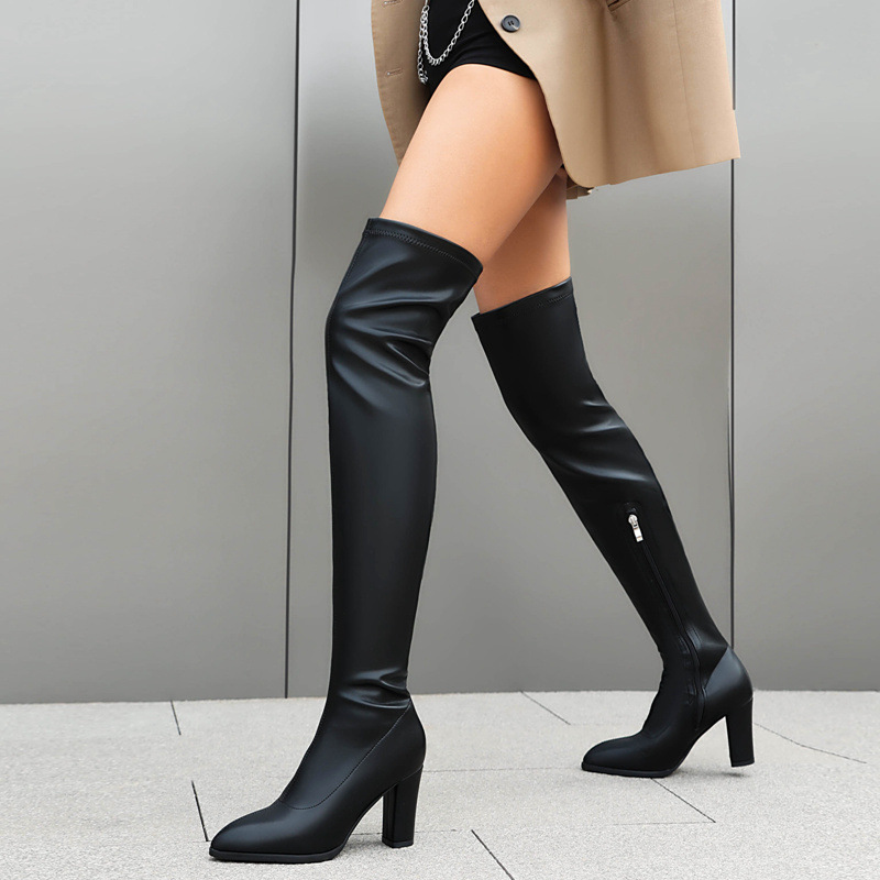 elastic boots heels with zipper