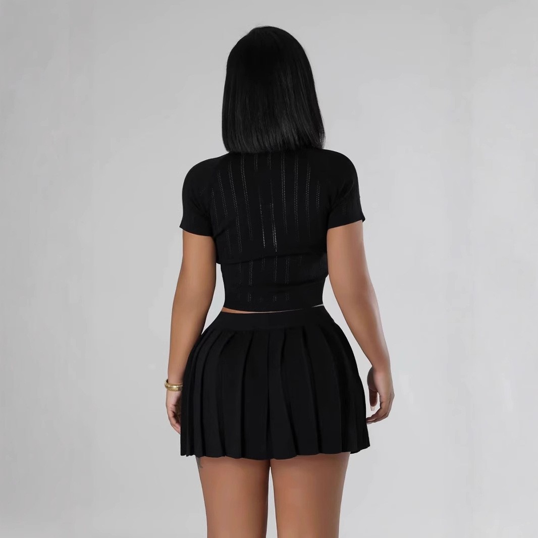 Damen Kurzarm Strickoberteil Slim Fit Basic Streetwear Top_voghion.com