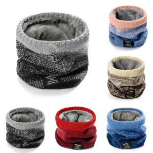 Autumn and Winter Pullover Knitted Scarf for Men and Women Warm All-match Wool Scarf fleece-lined Thickened Wind-proof Cervical Neck Cover