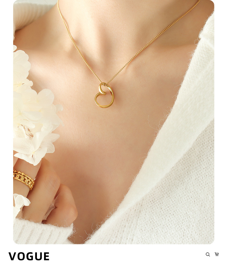 Fashion Heart Shape Titanium Steel Plating Pendant Necklace 1 Piece