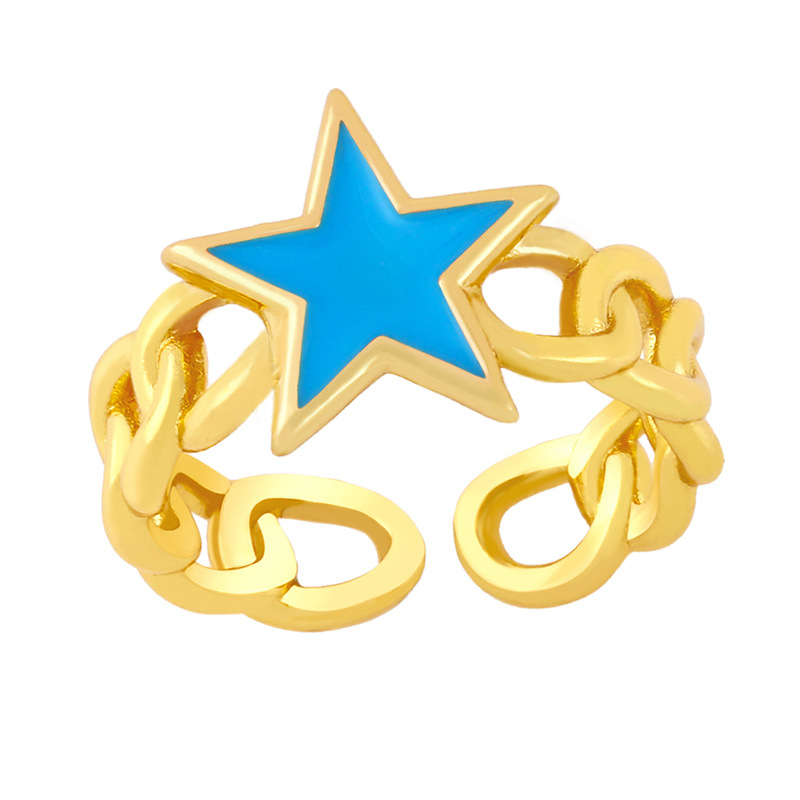 Al Por Mayor Anillo De Cobre Estrella De Cinco Puntas De Cadena Hueca Nihaojewelry display picture 8