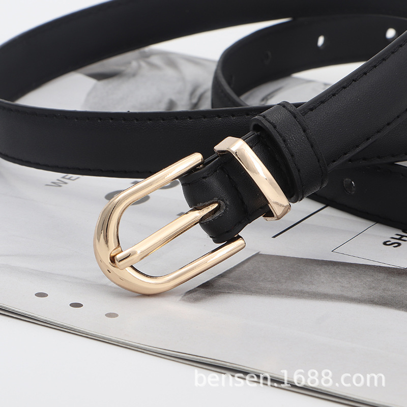 Cinturón Decorativo para Mujer de Cuero PU con Hebilla de Clavija para Jeans y Uso Diario