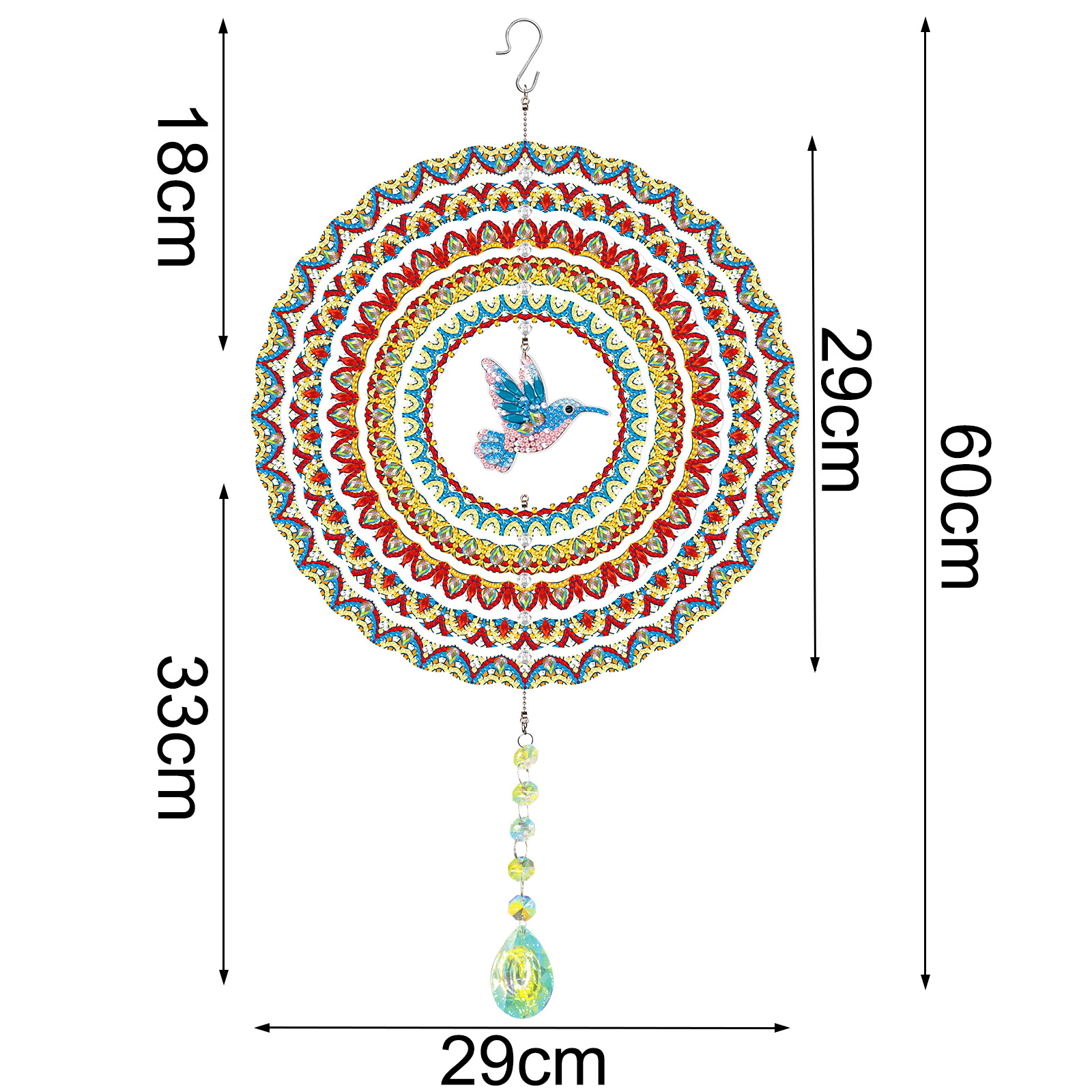 Accesorios para pintura de diamantes DIY, colgante giratorio de cuentas 3D con forma de campana de viento, decoración colgante de mandala acrílico 5D