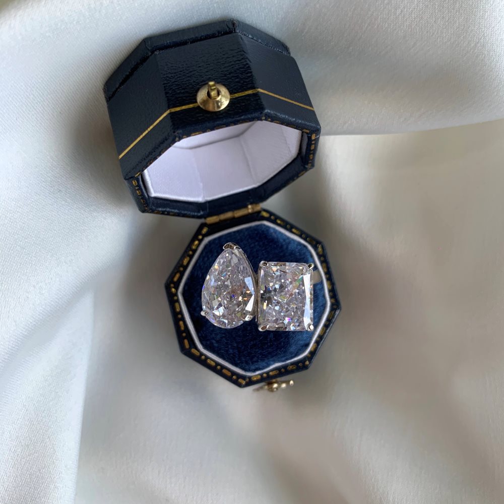 Fashion Geometric Sterling Silver Inlay Zircon Rings 1 Piece