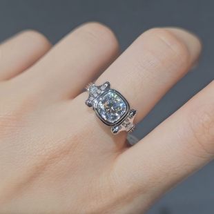 Ani Original Cross-Border Specially Designed for Round Moissanite Diamond Ring for Women S925 Silver Ring Chinese Style Accessories Manufacturer Wholesale