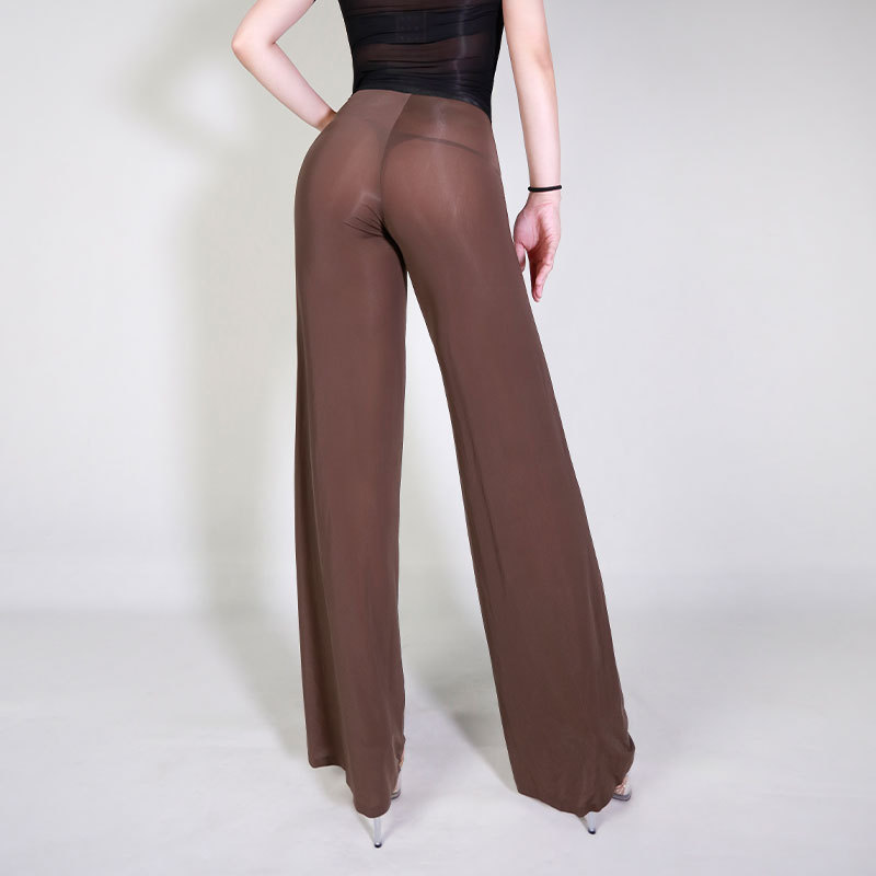 Unisex Ice Silk Yoga Pants, Sheer Wide-Leg Pants, Drapey Home Pants, High Elasticity, Skin-Friendly, Lightweight, High-Waisted Dance Pants