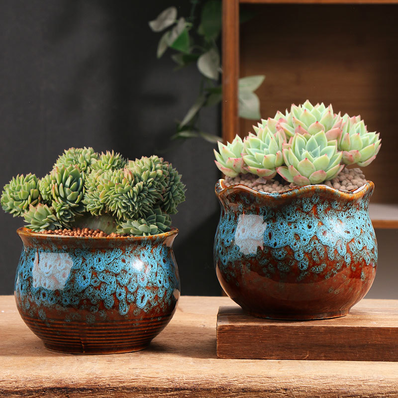 Maceta de maceta de carne de grupo, maceta de cerámica para el hogar, maceta de terracota de gran calibre, planta verde, plato de flores, venta al por mayor