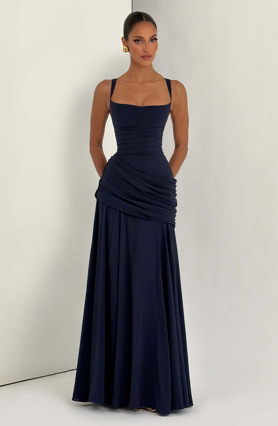 Women's Clothing High-Waisted Pleated Dress Elegant Resort Style Square Neck A-Line Full Skirt Spring For Formal & Casual For Women_ecoleips.com
