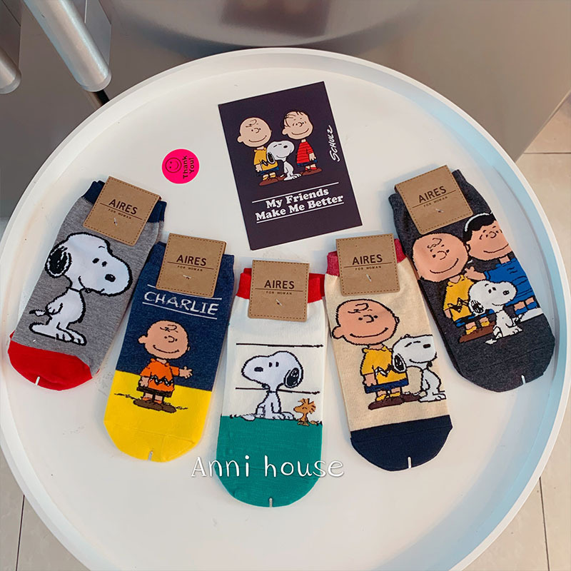 Short Socks Women's Shallow Mouth Autumn Korean Style Cute Cartoon Japanese Style Summer Short Tube Pure Cotton Boat Socks Korean Fashionable Spring and Autumn ins