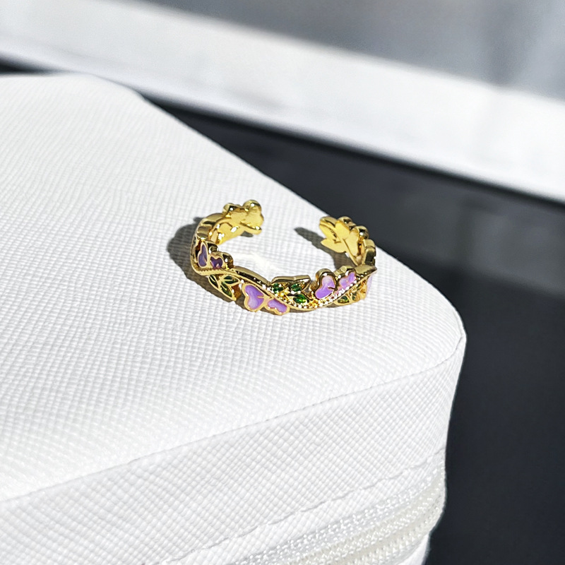 5g Weight Rings Classification 1 Piece Quantity Holiday, Daily Occasion Copper Material Flower Pattern All Seasons Season Women's Gender Enamel Design Vacation, Simple Style Style Wholesale Jewelry Vacation Simple Style Flower Copper Enamel Rings 9