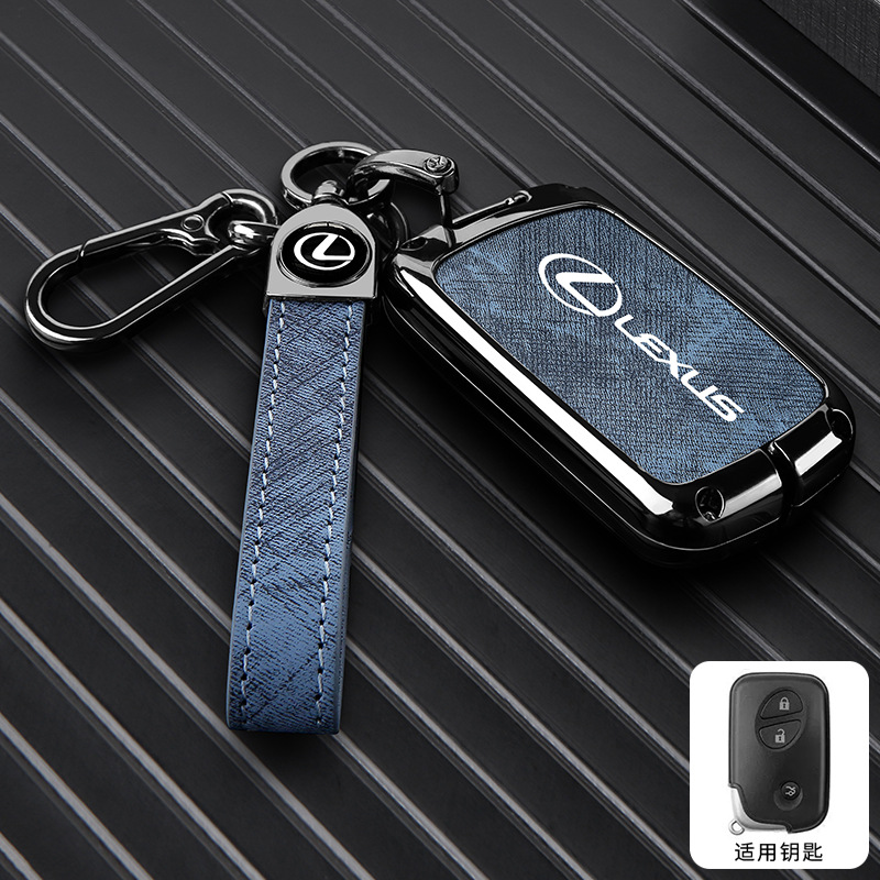 C 스타일 2버튼 - 데님 패턴 [건쉘 블루 가죽] + 핸드 스트랩 버클