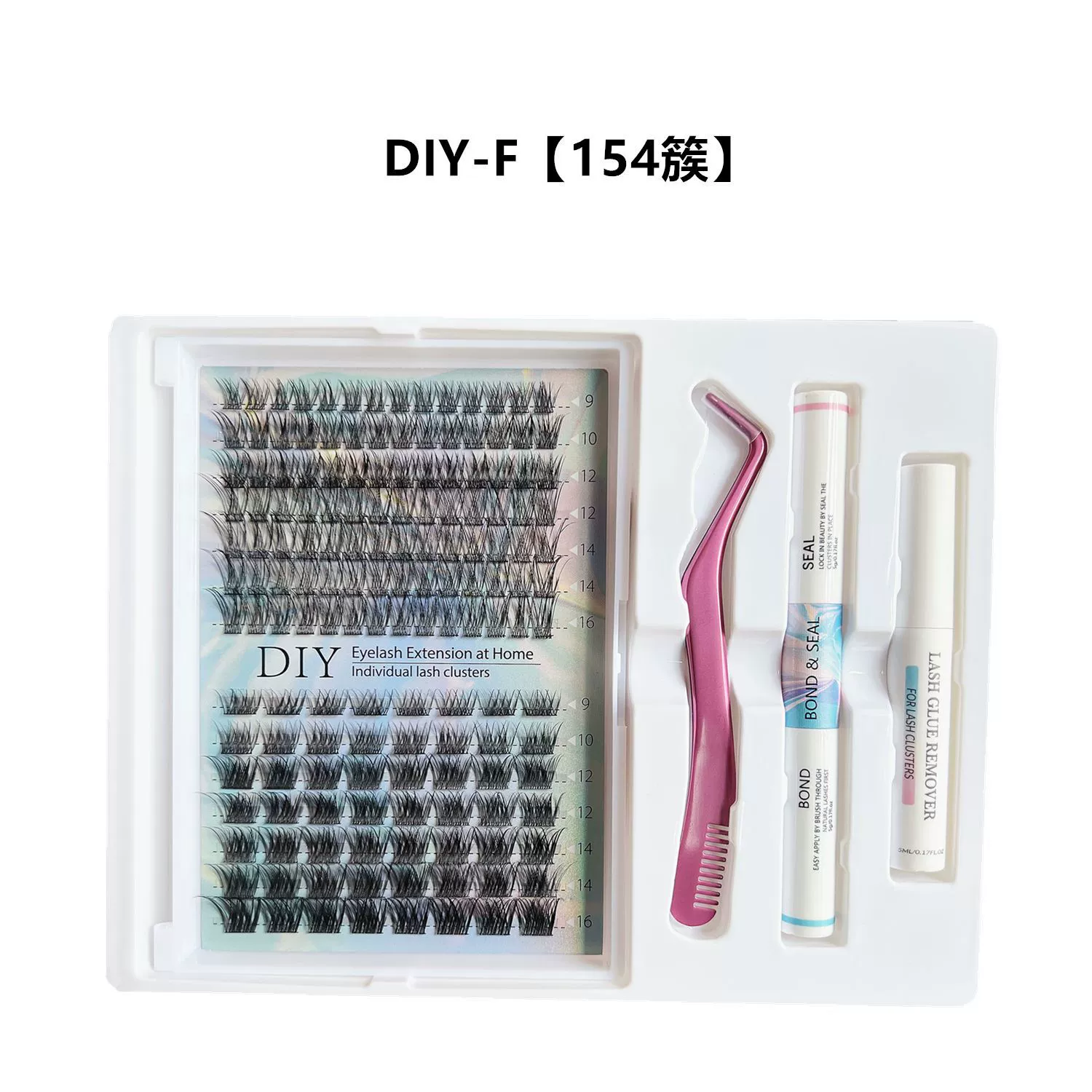 DIY набор для наращивания ресниц: плотные искусственные ресницы, европейский стиль — 40 кластеров